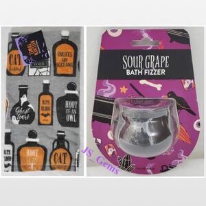 New Kitchen Halloween Gray Towel & Bath Fizzer Witches Brew Set